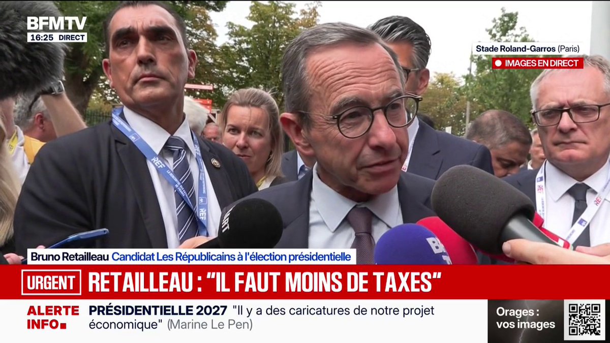 Présidentielle 2027: "Le travail doit toujours plus payer", déclare Bruno Retailleau (LR), en marge du débat au Medef