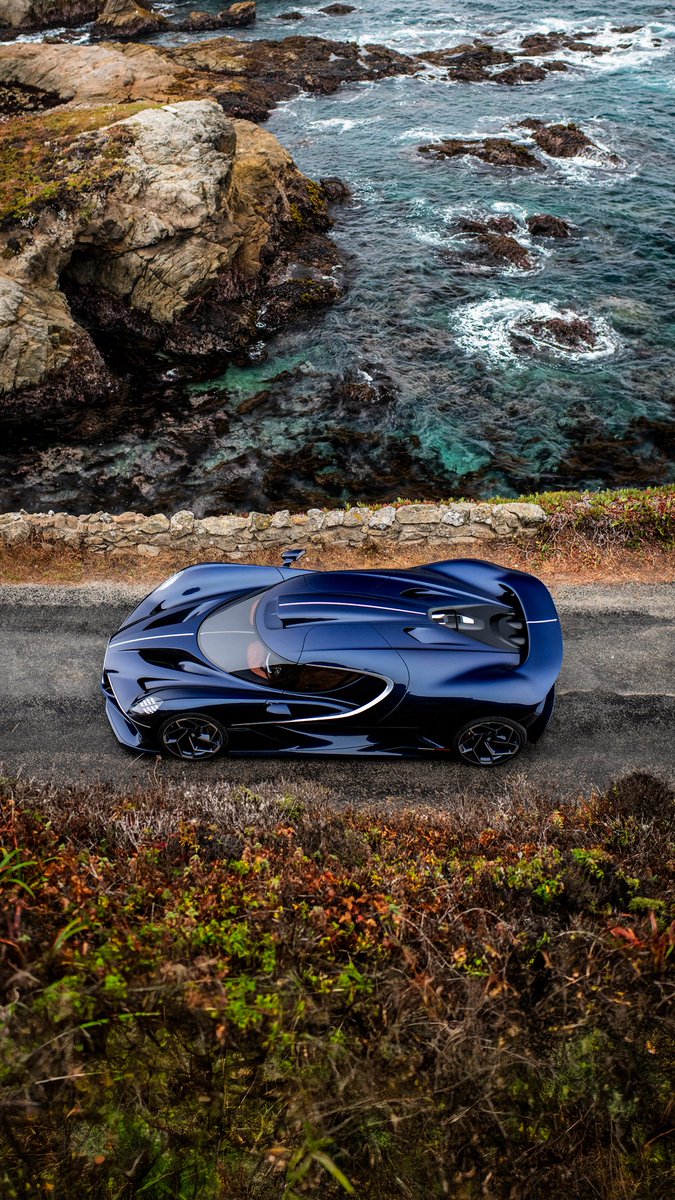 Above the Pacific. A silhouette unlike any other. #BUGATTI #DESTRIER – WLTP:
