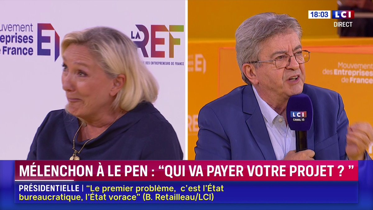 🔴 Retraites : "Mon but est d'arriver le plus vite possible à retourner à 60 ans", Jean-Luc Mélenchon ▶️ Sept candidats à la présidentielle devant les patrons : le grand débat de #LaREF26 du Mouvement des Entreprises de France sur LCI