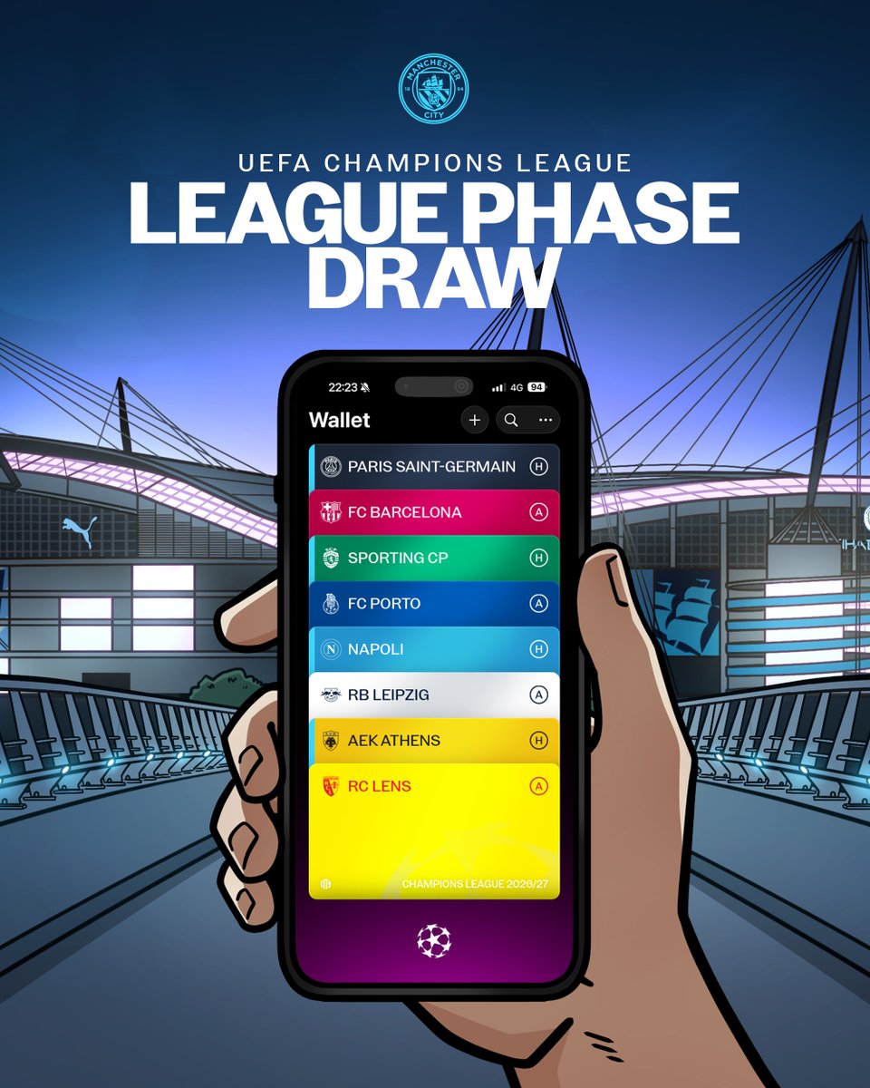 Our 2026/27 UEFA Champions League league phase opponents are set 📝🏆
