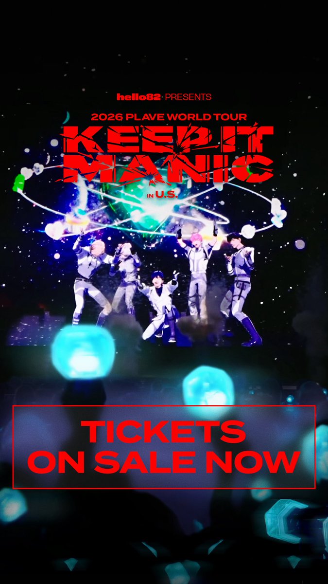 PLLI, are you ready to Pump Up The Volume?! ๐คฉ Grab your tickets during the General Sale starting today! TICKETING INFORMATION โฌ๏ธ ๐ UPCOMING TOUR INFORMATION โฌ๏ธ ๐ ๐๏ธ 11.14.2026 (SAT) ๐ Pasadena Civic Auditorium PLAVE(ํ๋ ์ด๋ธ) OFFICIAL #PLAVE #ํ๋ ์ด๋ธ #2026_PLAVE_World_Tour #KEEP_IT_MANIC #KEEP_IT_MANIC_in_US #2026_PLAVE_World_Tour_in_US #hello82 #hello82PRESENTS