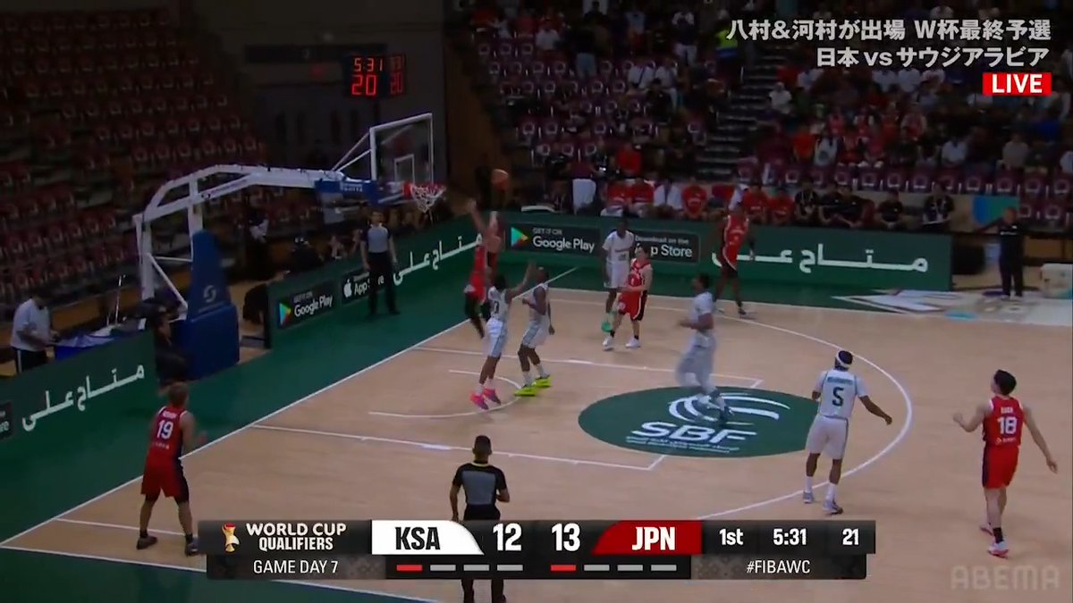 [速報]1Q ジョシュ・ホーキンソン ダンク! FIBAワールドカップ予選🏀 🇯🇵日本×サウジアラビア🇸🇦 ともやん「おはよう日本ダンクやないですか!!」 📺ABEMA・テレビ朝日系列にて無料生中継 #AkatsukiJapan ともやん🏀【レイクレ】