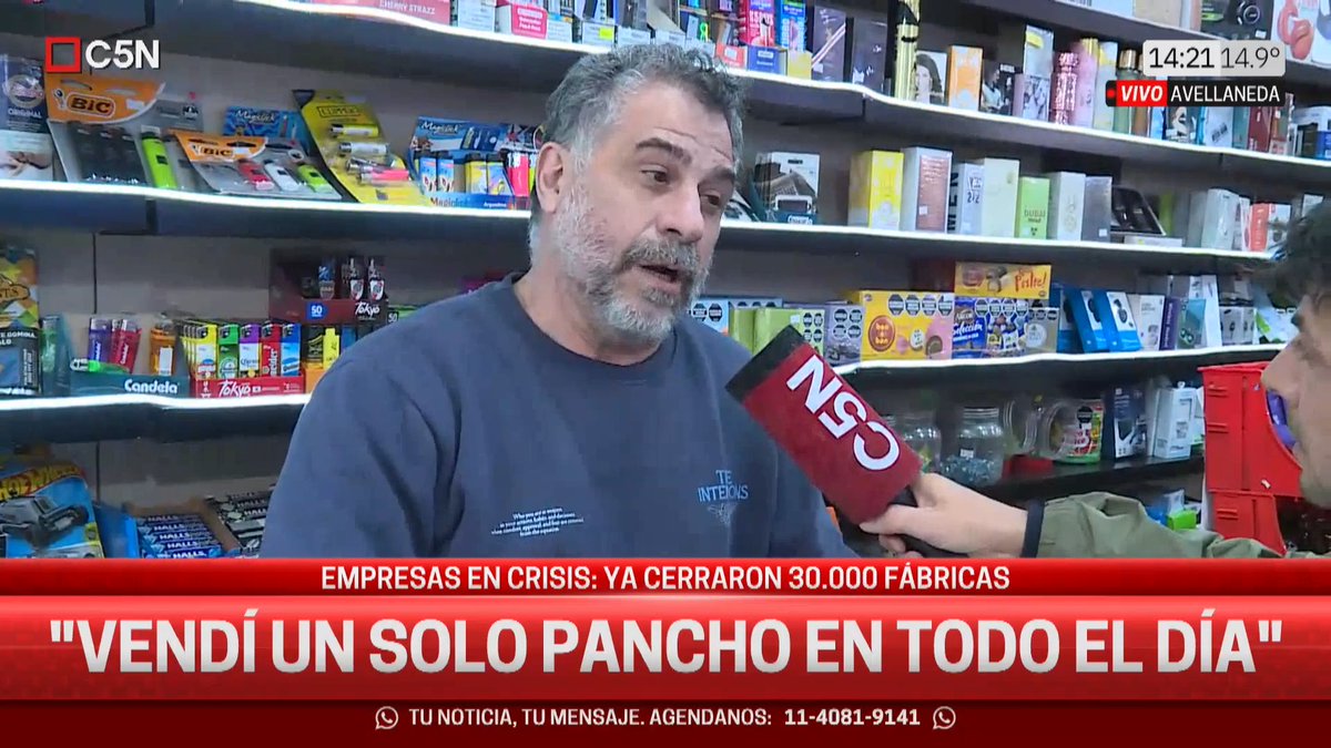 💬 "Vendí un solo pancho en todo el día. Antes vendía cien, hoy solo uno" El relato de un comerciante a Adrian Salonia ante la caída del consumo. 📲 #C5N en vivo:
