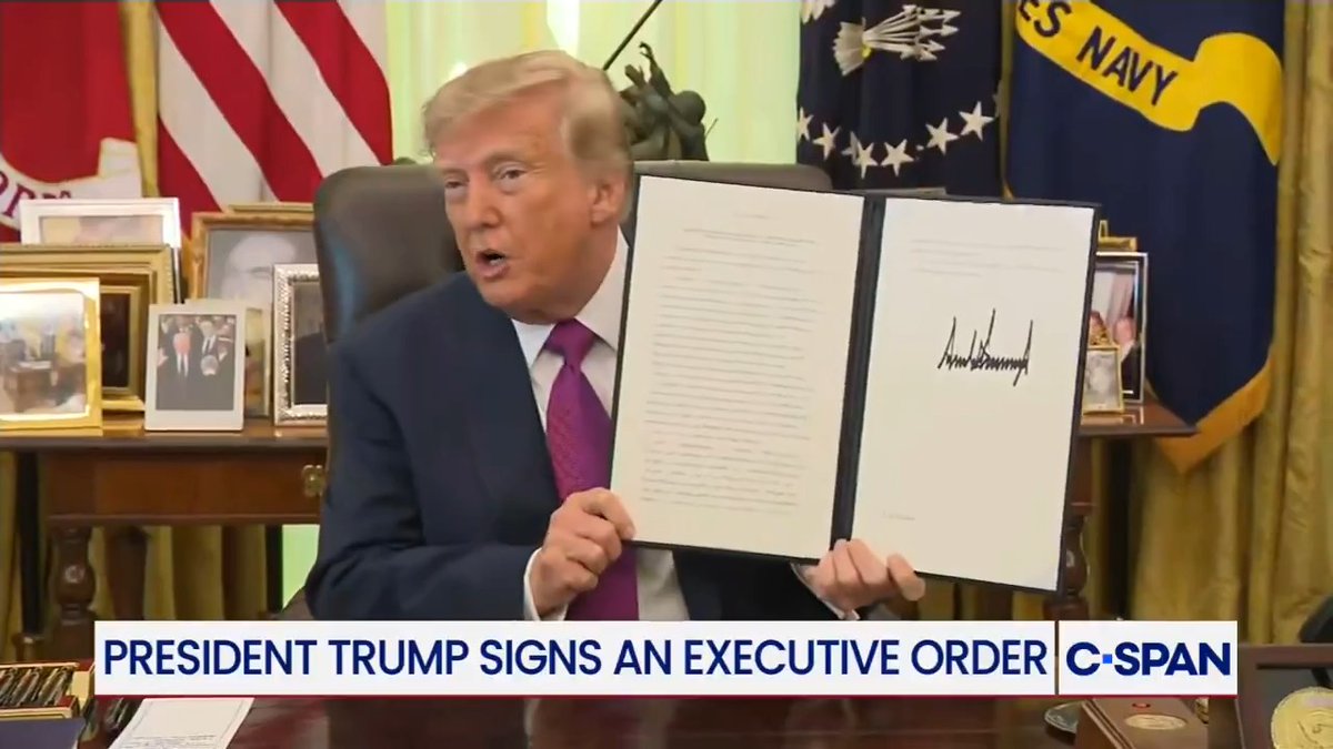 President Trump signs an executive order renaming Lake Ontario: "We're gonna be changing the name of Lake Ontario, effective immediately, to Lake America."