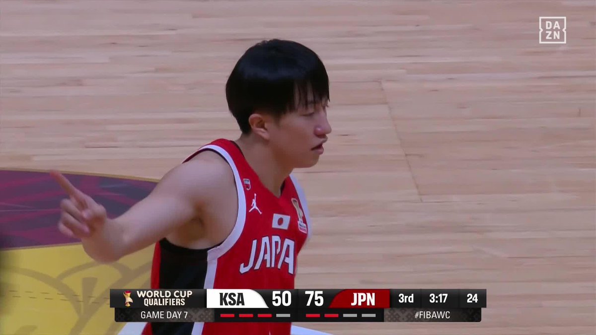 オフェンスが止まらない💦 齋藤拓実、ホーキンソンが3P成功🎯 リードを広げる 🏆FIBAワールドカップ2027 アジア予選🏀 🆚サウジアラビア×日本 📺#DAZN でライブ配信中 バスケットボール日本代表 #AkatsukiJapan #FIBAWC #StepItUpJapan