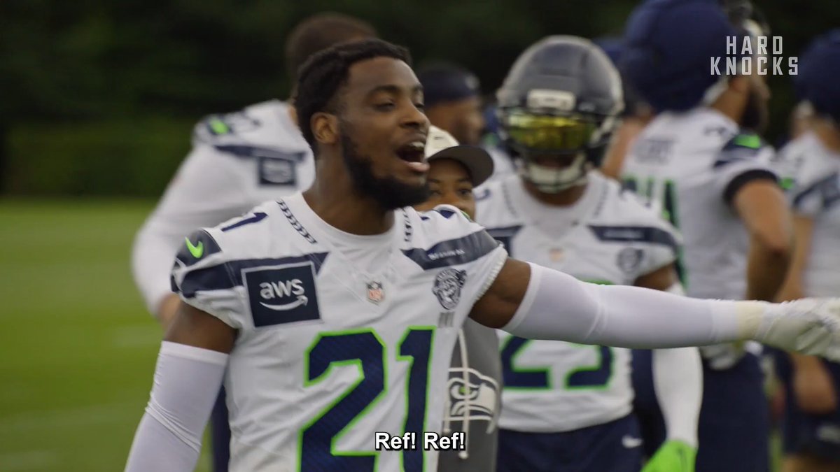 Devon Witherspoon is just trying to see the game from the referee's perspective 😭 Hard Knocks: Training Camp with the Seattle Seahawks available now on HBO Max