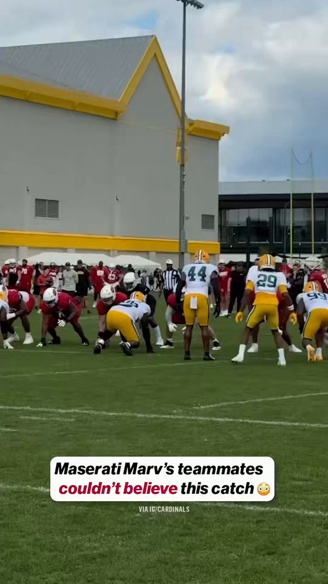 Marvin Harrison Jr. had his teammates HYPED after this catch at joint practice with the Packers (Via Arizona Cardinals)