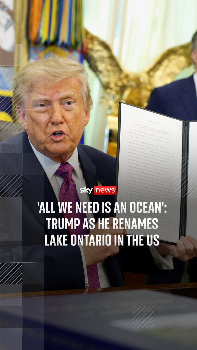 Donald Trump has signed an executive order to rename Lake Ontario as ⁠Lake America in the US amid an escalating trade war with Canada Read more: