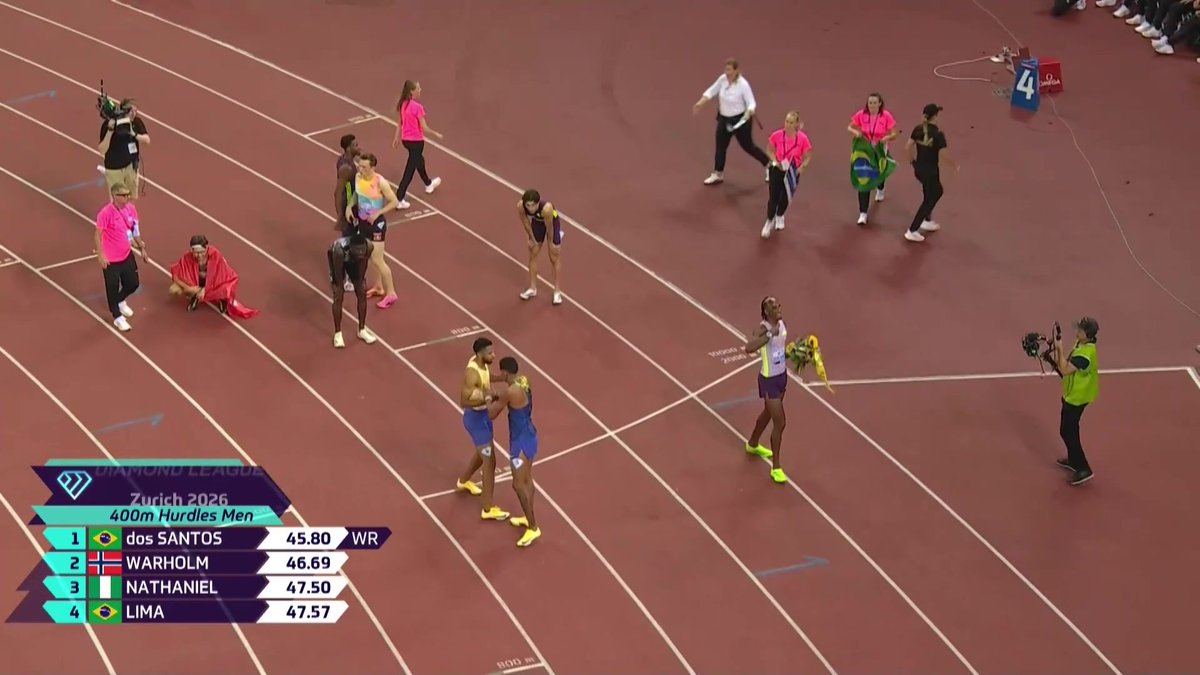 RECORD DU MONDE ! Dos Santos s'impose sur 400 mètres haies et signe un chrono exceptionnel au meeting de Zurich #lequipeATHLE Suivez le meeting en direct par ici ➡️