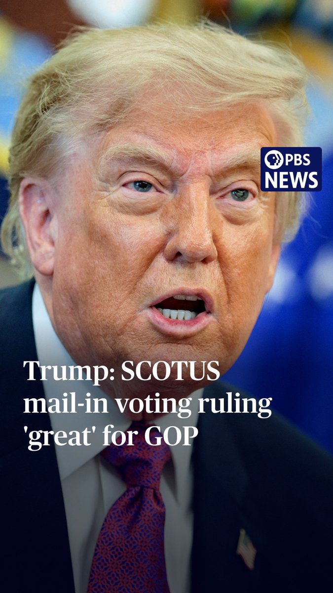 President Donald Trump called the Supreme Court's emergency order on mail-in voting "a great ruling for the Republican Party" on Thursday. The court's ruling earlier this week allows the Trump administration to proceed with an executive order that directs the U.S. Postal Service to determine which voters should receive mail-in ballots. The executive order also directs the Department of Homeland Security to build a database of U.S. citizens who are eligible voters. PBS News White House correspondent Liz Landers (Liz Landers) asked the president about what the ruling means for states like North Carolina, where mail-in ballots are due to be sent out next week. "North Carolina is great. It's a great place. I won it all three times. They do some mail-in ballots, but basically they ruled on the legitimacy and the way we want to make them legitimate," Trump said. "It was a great ruling for the Republican Party." Despite his criticism of – and false claims about – mail-in voting, Trump has cast votes by mail several times in Florida elections.