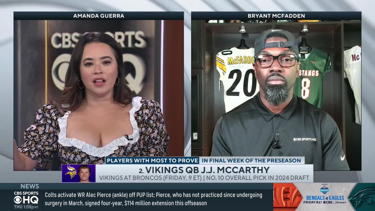 "It's hard for me to believe [the Vikings] would keep their hands on him if he is demoted to QB3." Bryant McFadden on J.J. McCarthy.
