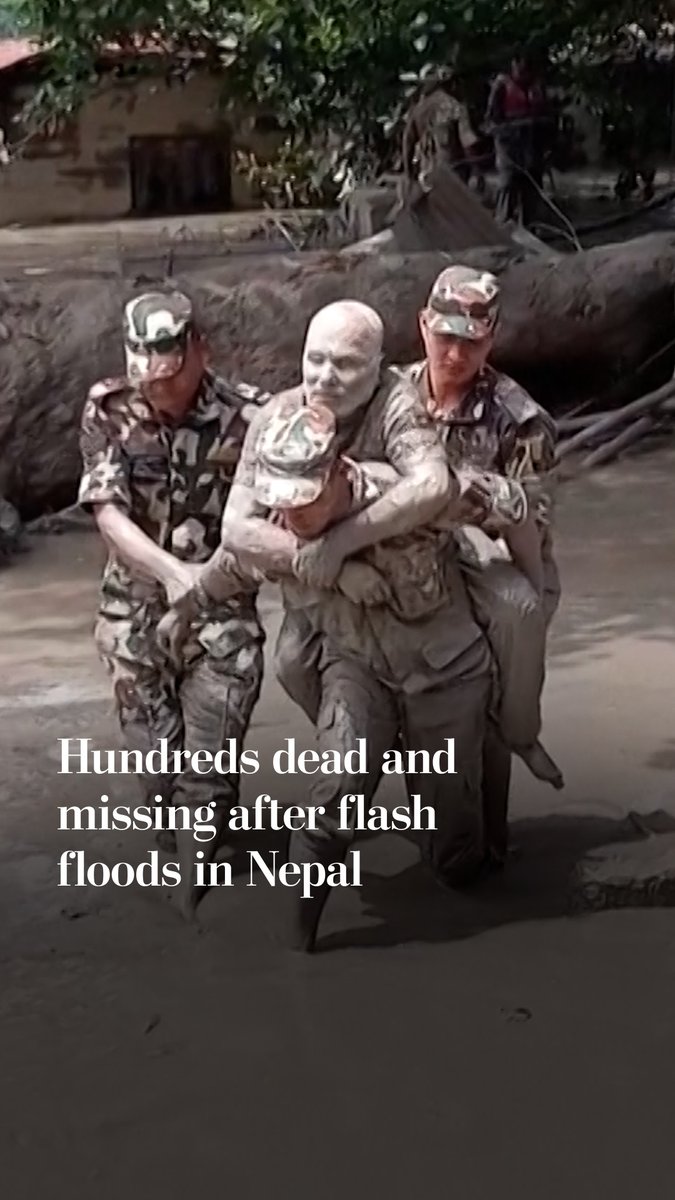 Rescue teams are searching for hundreds of missing people along the Nepal-China border, after catastrophic flash floods swept through the Himalayan region and destroyed homes, engulfed roads and collapsed bridges.