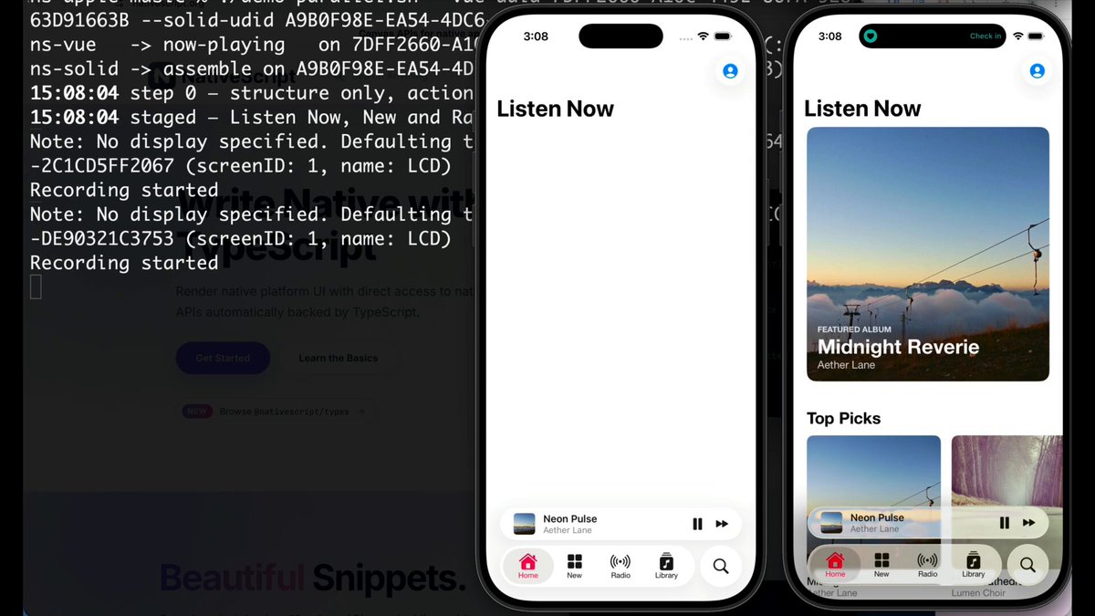 Hot-reloading JavaScript is boring news. 🌟 NativeScript 9.1 Now you can hot-reload the native platform itself (APIs, modal controllers, and more) with a new module system built for rapid agentic visual iteration. 🧵