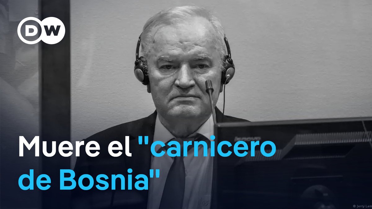 Muere en prisión el criminal de guerra serbio Ratko Mladic El exjefe militar era conocido como el “carnicero de Bosnia” por su papel en la masacre de Srebrenica de 1995, donde murieron ocho mil personas. Mladic, de 84 años, murió en un hospital penitenciario en La Haya, donde cumplía la condena a cadena perpetua que recibió en 2017 de la Corte Penal Internacional.