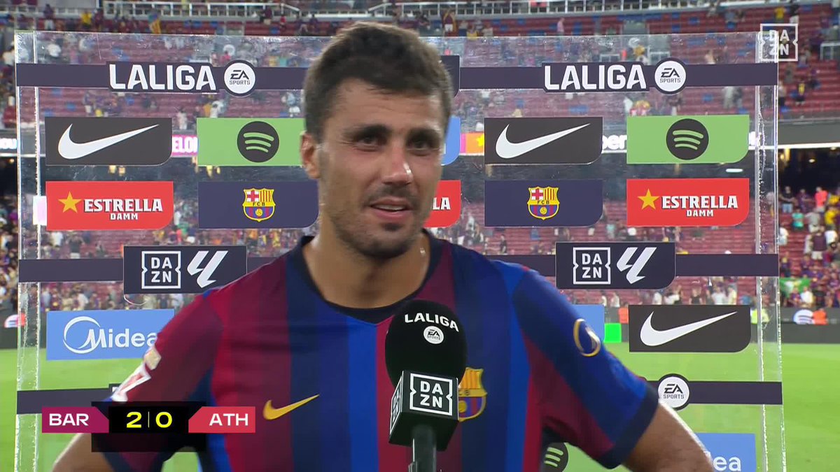 Rodri debuta con el Barça y no puede estar más contento 😄 "Estoy muy feliz de jugar mi primer partido, de cómo se han dado las cosas porque estoy donde quiero estar" #LALIGAenDAZN ⚽