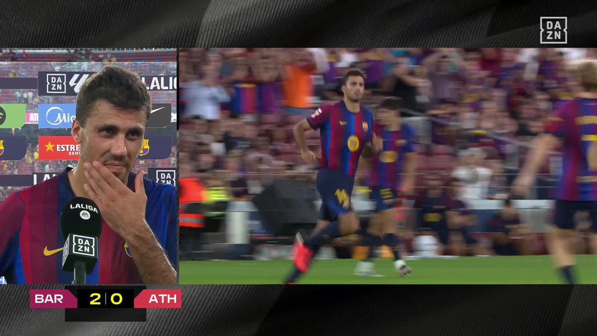 Rodri ya ejerce de hermano mayor de Lamine. Con qué orgullo habla del chaval 🥹 "Venía de estar más cabizbajo, lo hemos intentado levantar y hoy se ha visto su mejor versión" #LALIGAenDAZN ⚽