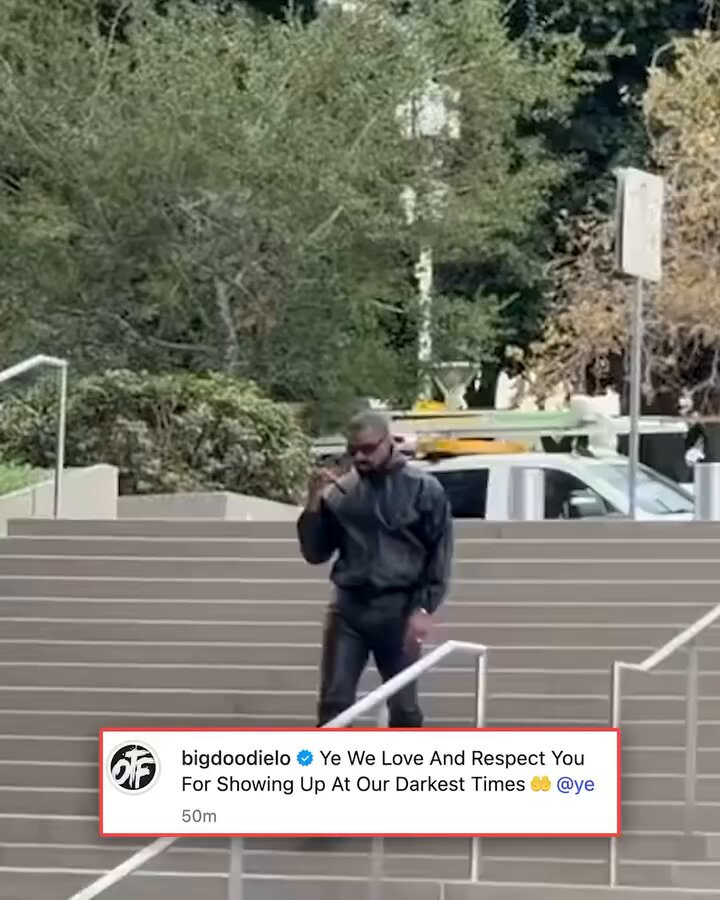 Kanye West appear in court to show support for Lil Durk on his trial.