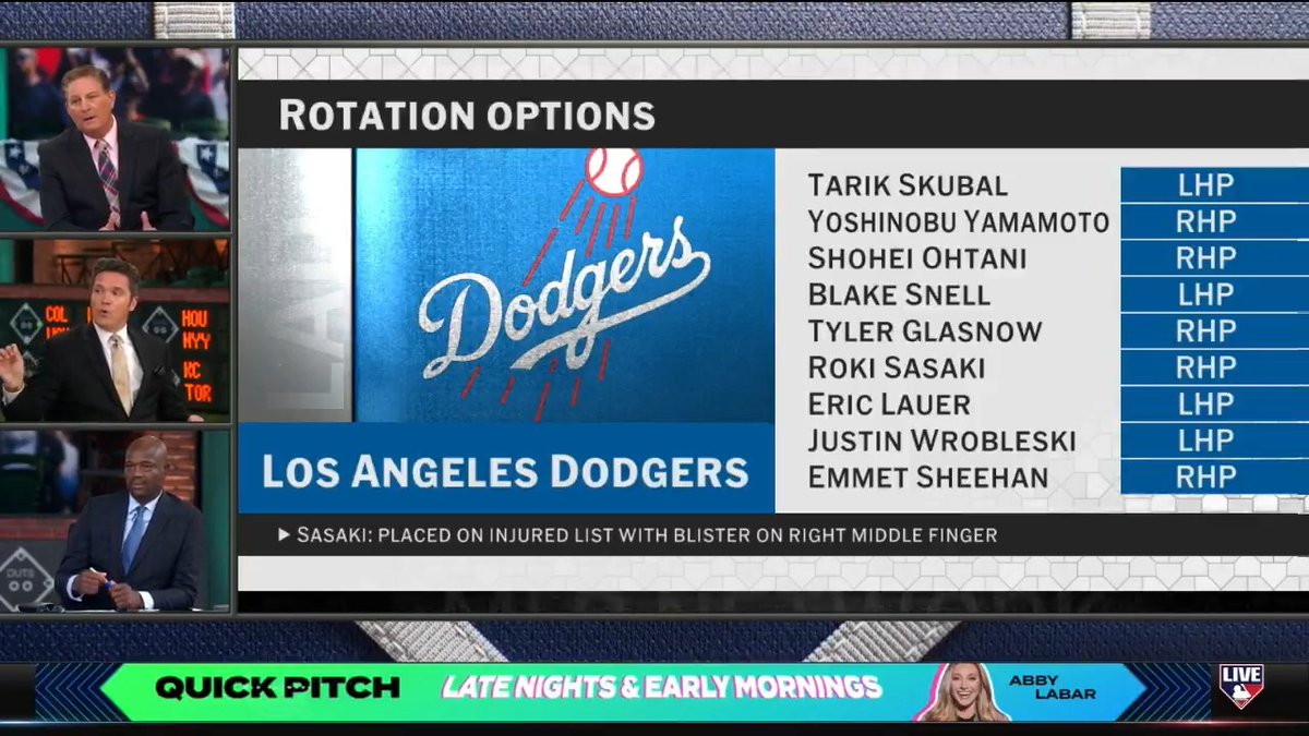 #MLBTonight discusses the news of Roki Sasaki going to the IL and if he'll factor into the Dodgers' Postseason pitching plans.
