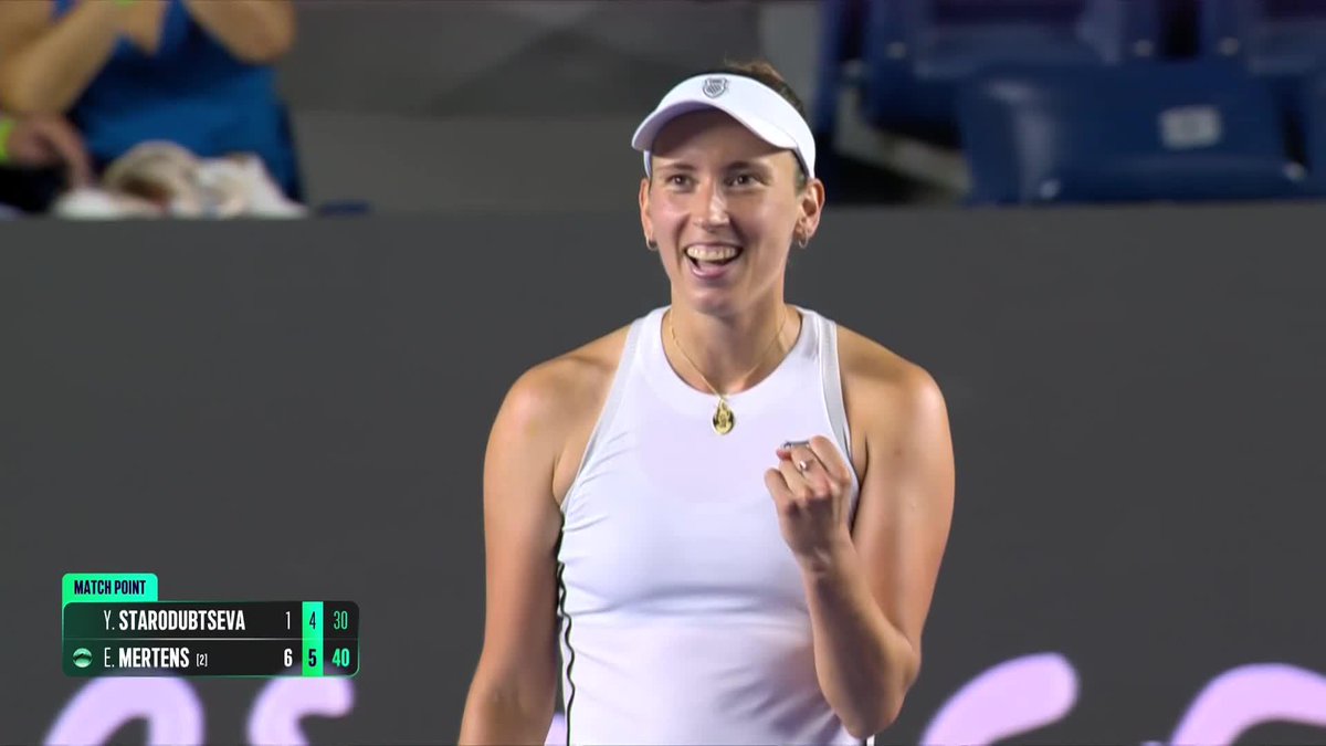 Back into the final four 😤 Elise Mertens defeats Starodubtseva 6-1, 6-4 to reach the Monterrey semifinals. #AbiertoGNPSeguros