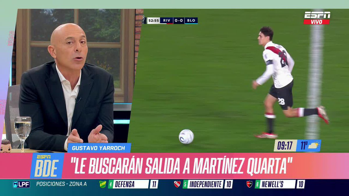 "LE BUSCARÁN UNA SALIDA A MARTÍNEZ QUARTA. EL PARTIDO ANTE INDEPENDIENTE SANTA FE MARCÓ UN QUIEBRE" ℹ️ Gustavo Yarroch 📺 #BuenDíaESPN | #DisneyPlus Plan Premium
