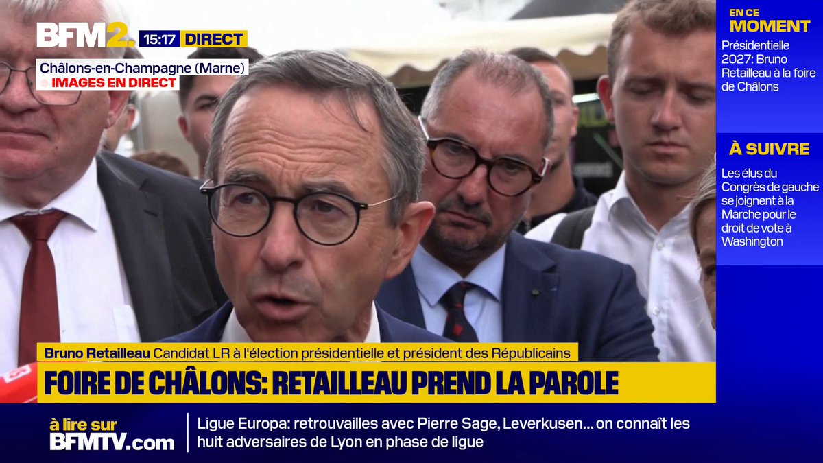 💬"Jean-Luc Mélenchon veut détruire les institutions de la République" "Ceux qui veulent une nouvelle France veulent la fin de la France", déclare Bruno Retailleau, candidat LR à l'élection présidentielle et président des Républicains #BFM2