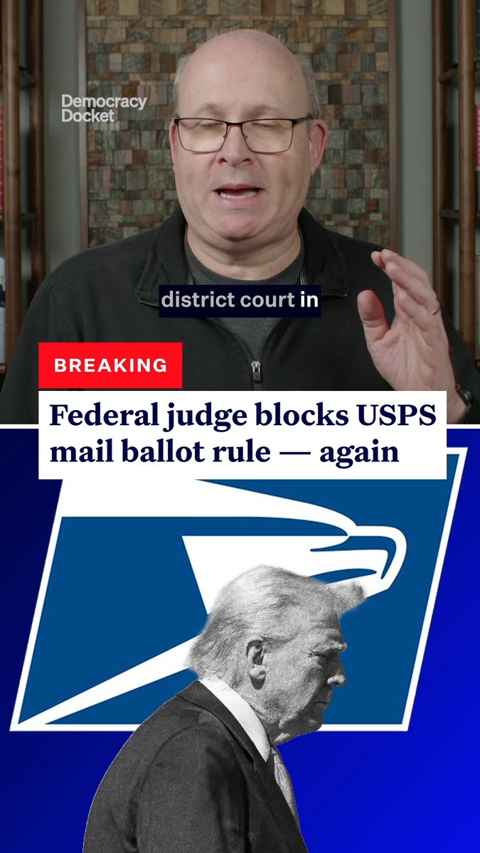 ICYMI: Last night, a federal judge once again blocked USPS from enforcing key parts of its new rule restricting mail-in voting for 14 days. The judge noted some states must send ballots to voters as early as next week, leaving election officials with little time to make USPS' requested changes.