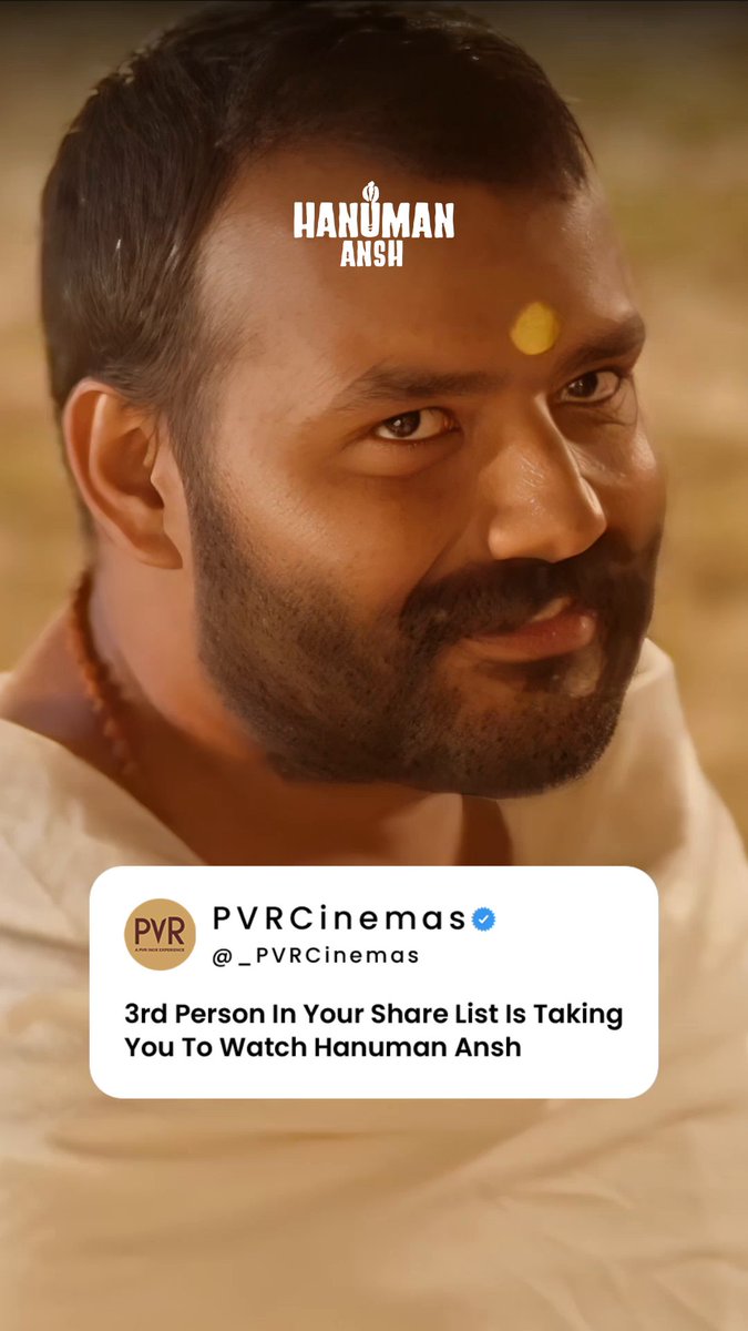 Tagging won’t do. The 3rd person on your share list has to take you to Hanuman Ansh! 🙏🏻✨ #HanumanAnsh now screening at PVR INOX! Book now: . . . #ShobhinawSatyaa #ChandanMohinderAnand #GulshanPandey #PurnimaTiwwari #AnilRastogi #VihanShedge #VishalChaturvedi Credit: SWAMBhu Media Networks All rights belong to their respective owners.