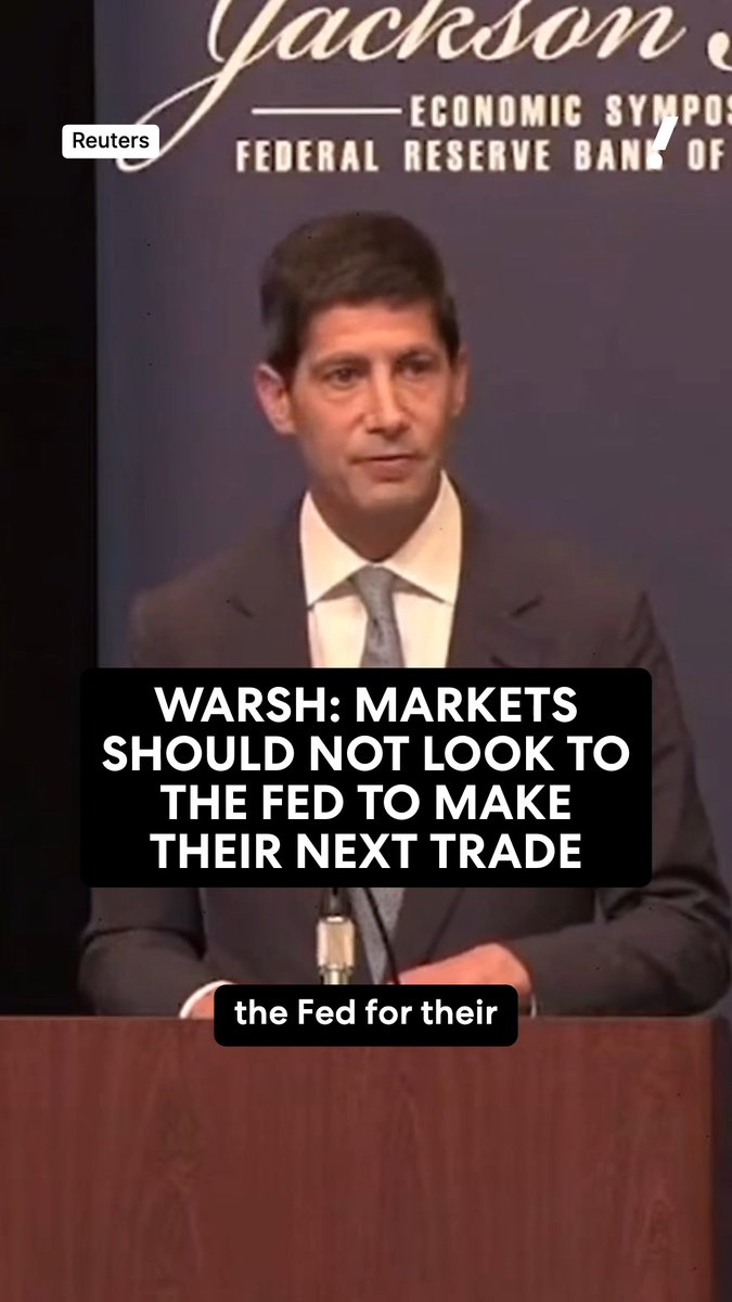 Kevin Warsh explains "the hall of mirrors problem" in the economy. 🪞 "If markets rely materially on the Fed's guidance and the Fed relies on market prices, we're more likely to be blinded to new developments, more likely to be caught unprepared, and more likely to commit errors in policymaking," Fed Chairman Kevin Warsh said at Jackson Hole on Friday.
