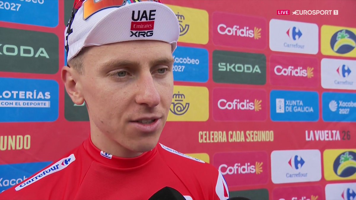 🎙️ ¿Estaba enfadado Pogacar? El maillot rojo responde en Eurosport.es: "Prefería ir a nuestro ritmo, pero Decathlon se puso muy fuerte" "Esto es competición y todo el mundo tiene una razón para ir a tope" #LaVuelta26