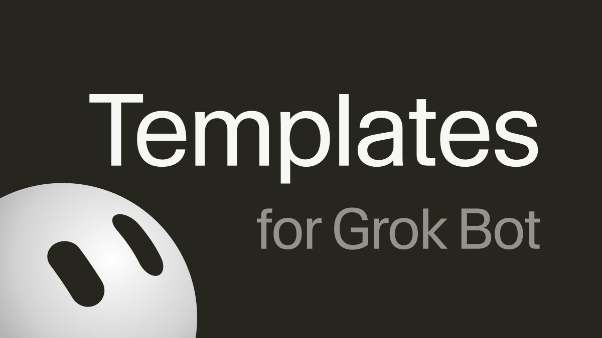 We just launched Templates in Grok Bot Here's everything you need to know (and one to try) 00:00 Templates 101 00:50 Sharing a template 02:33 Publishing a template 04:03 Installing a template 05:02 Setup for complex templates 06:18 Tips for authoring 07:01 Evaluating templates