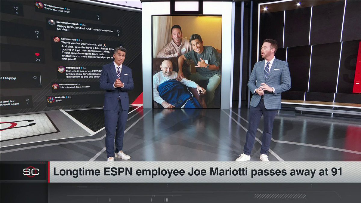 For 27 years, Korean War veteran Joe Mariotti was a beloved member of the ESPN family. This morning, Gary Striewski and Randy Scott paid tribute to the man we all adored. Joe, thanks for always making our days better. You will be deeply missed ❤️