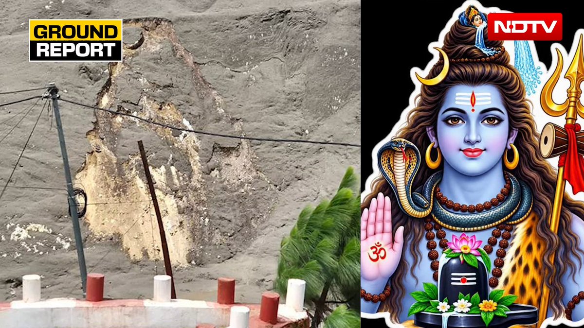 "Saw Lord Shiva's face when water came hurtling down": Kailash pilgrims to NDTV's CEO & Editor-in-Chief @RahulKanwal at Kathmandu Airport They also showed a picture, claiming that the mud and debris left behind on the hill resembled Lord Shiva.