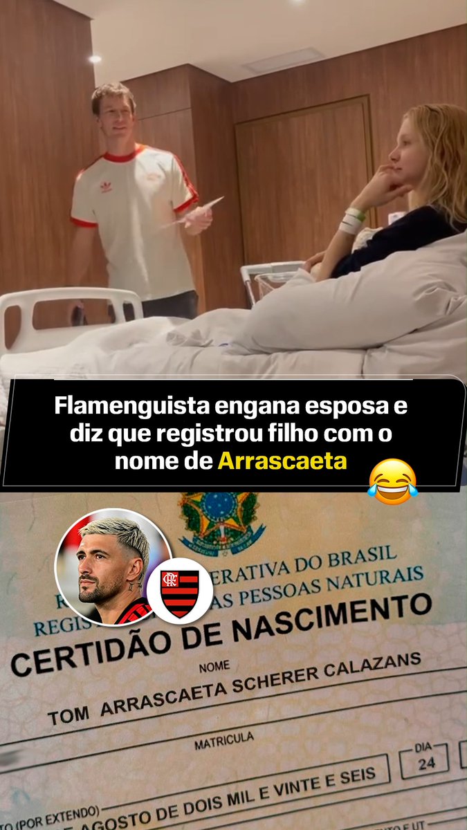 😂😂😂 Nas redes sociais, Isabella Scherer, empresária, influenciadora e filha do ex-nadador Xuxa, compartilhou um momento divertido com a família após o nascimento de seu terceiro filho. Rodrigo Calazans enganou a esposa ao dizer que havia registrado o caçula como “Tom Arrascaeta”, mas tudo não passava de uma brincadeira. via: Isa Scherer #FutebolNaESPN #Flamengo #Arrascaeta