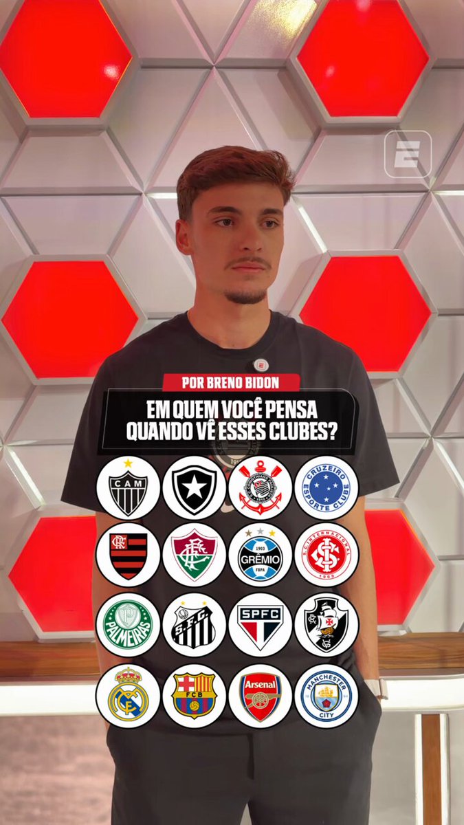 Breno Bidon falando qual jogador ele pensa quando falam esses clubes: