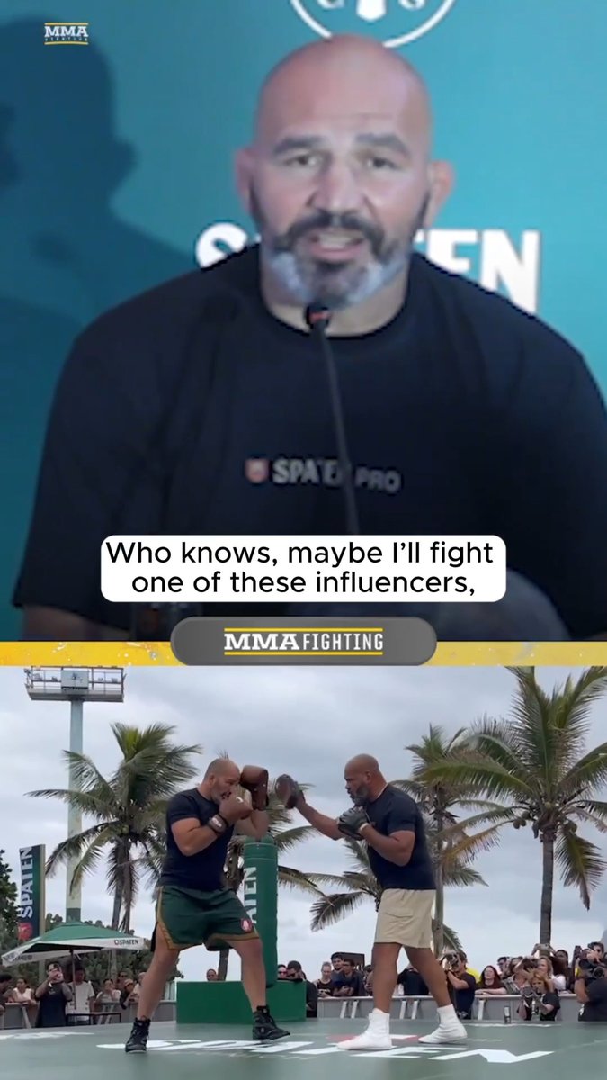 Glover Teixeira is NOT retiring after his boxing match against Shogun Rua at #SpatenFightNight3: "Maybe a good match-up against someone my age. … Who knows? Maybe I'll fight one of these influencers." (🎥 Guilherme Cruz)