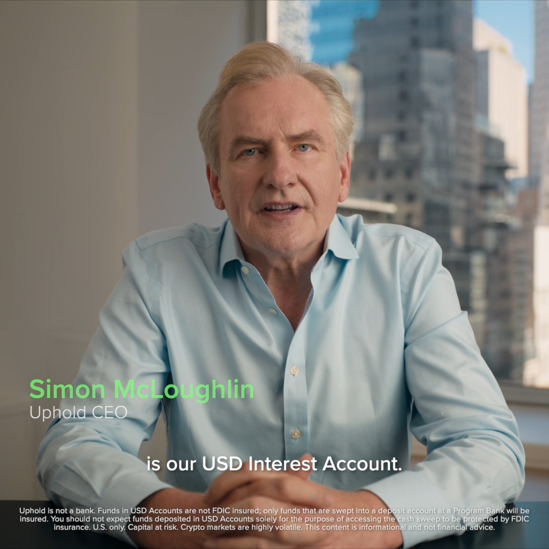 Put your cash to work while staying market-ready 💵 Uphold CEO Simon McLoughlin explains how our USD Interest Account combines interest-earning power with multi-bank security. Full breakdown ↓