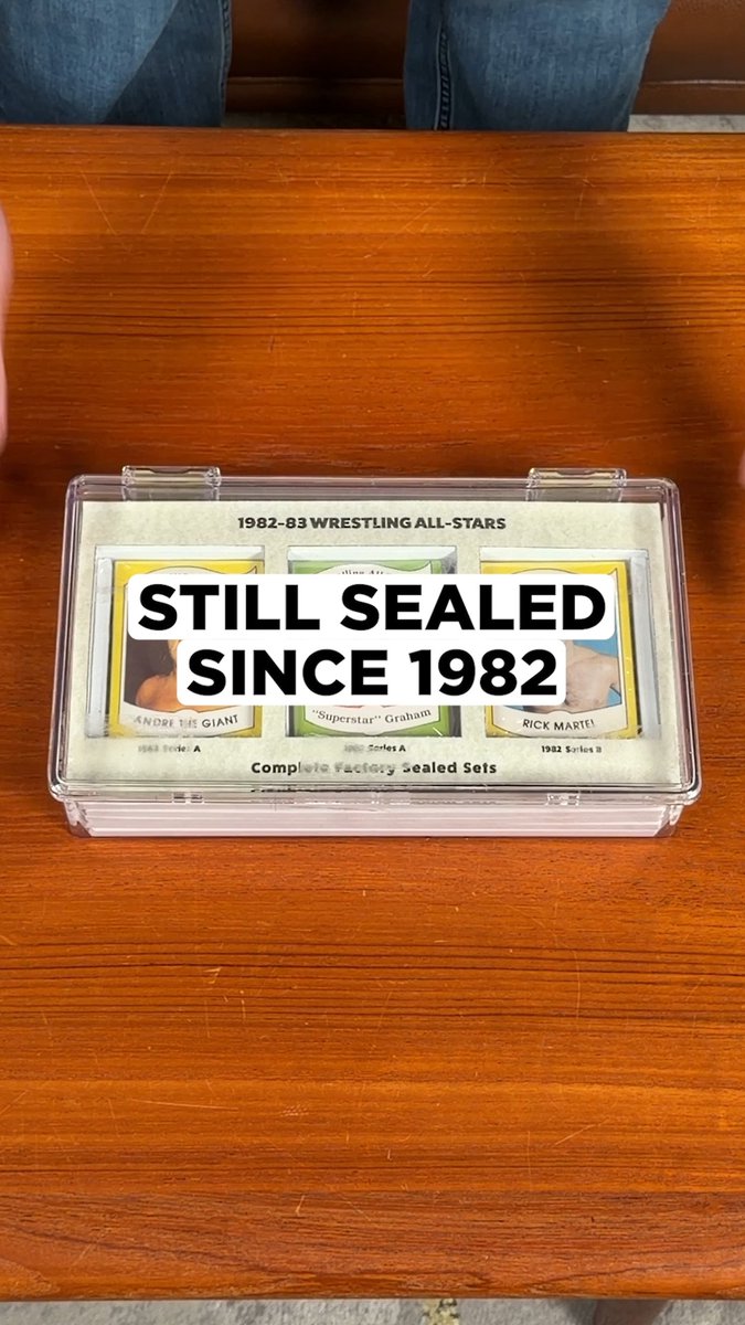 These haven’t been opened since the ’80s! 🤯🤼 Step inside this wrestling time capsule in our Goldin 100 Auction: All three 1982-83 Wrestling All-Stars Series remain factory sealed, preserving the complete 108-card set exactly as delivered more than four decades ago. Inside are rookie cards of Hulk Hogan and Andre the Giant, alongside Ric Flair, Dusty Rhodes, Iron Sheik, Ricky Steamboat, and an incredible roster of wrestling legends.