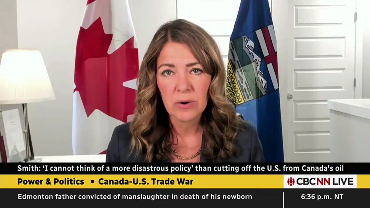 Alberta Premier Danielle Smith: The new American tariffs will affect $1.5B of Alberta goods. The new Canadian counter-tariffs will affect $4.8B of our economy. Our businesses will be more harmed by Canadian counter-tariffs than are going to be by the American tariffs.