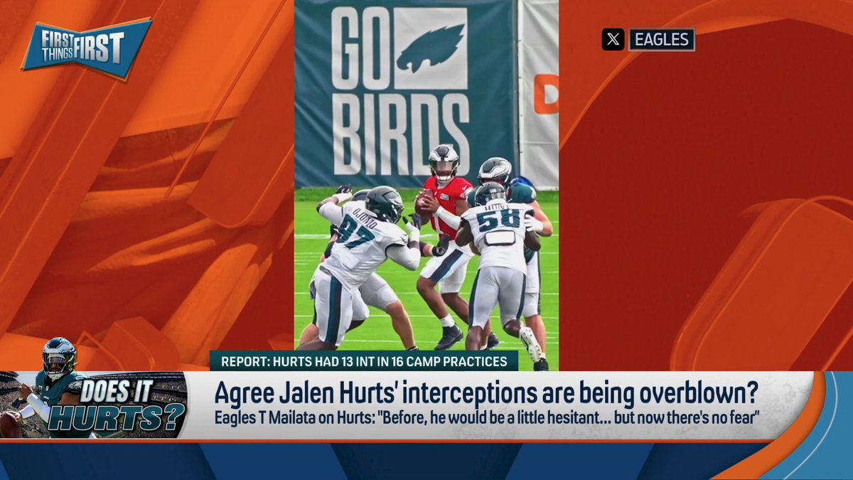 Are Jalen Hurts’ interceptions being overblown? Danny Parkins weighs in: “I don’t know if he’s a talented enough three level thrower of the football to actually execute this offense in the way that they seem to want him to be doing it based on training camp.”