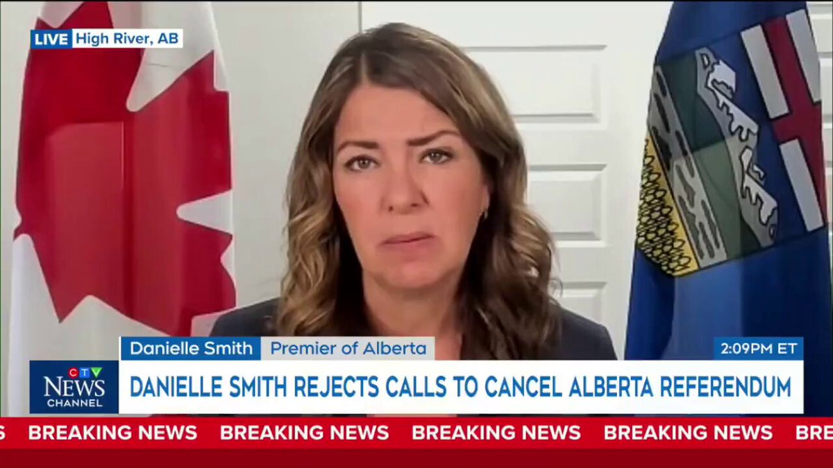 Premier Danielle Smith says Ontarians and Quebecers should understand why Albertans are angry by comparing it to their frustration with Donald Trump’s attacks on the economy and key industries. She says Justin Trudeau did the same to Alberta for 10 years, with the help of Steven Guilbeault and the federal NDP.