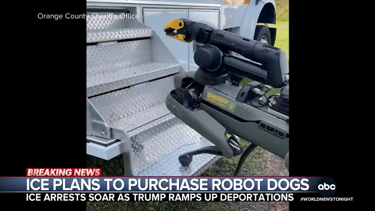 ICE to spend $2 million on robot dogs as deportation arrests ramp up. It comes as DHS approves $16 million worth of electric shock gloves. Pierre Thomas reports.