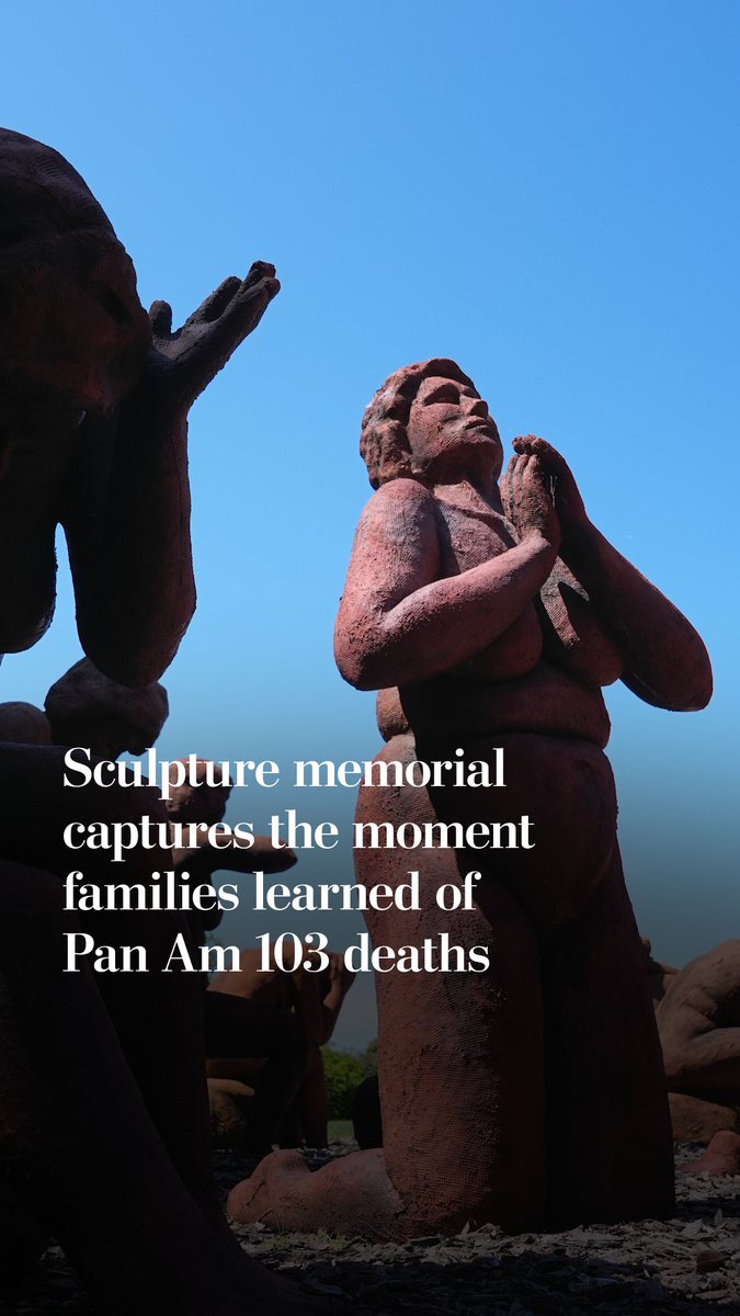The statues in Suse Lowenstein’s backyard capture the moment she and other women learned their loved ones were killed when Pan Am Flight 103 was bombed in 1988. “The grief, everything, stays the same, just like this,” the she said.