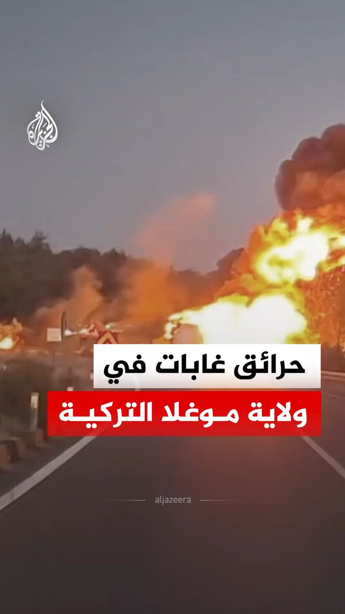 اندلاع حرائق غابات في ولاية موغلا التركية، وتواصل فرق الإطفاء جهودها للسيطرة على النيران ومنع تمددها #فيديو