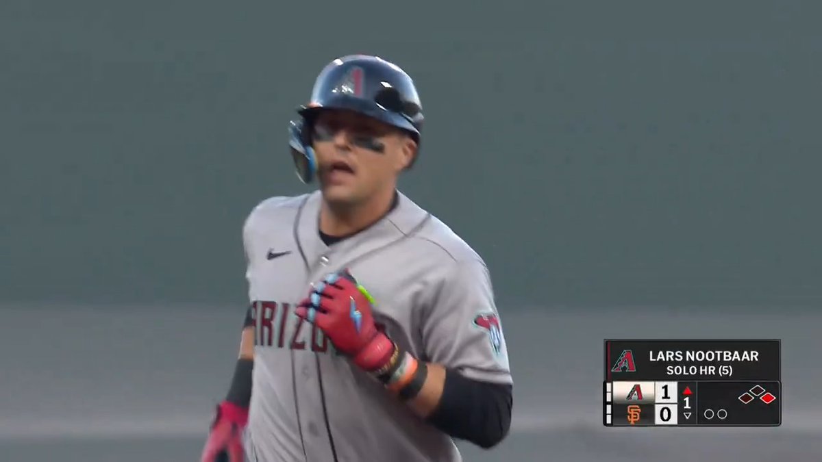 💥 #ヌートバー 初球先頭打者ホームラン! Dバックスの切り込み隊長の一発で試合スタート! 1回表、初球の真っすぐを捉え、 今季第5号ホームランとなりました!🔥