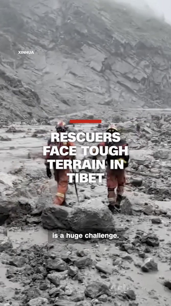 Footage from Chinese state media shows rescuers facing rugged terrain to reach the disaster zone in the autonomous region of Tibet. Follow live updates: