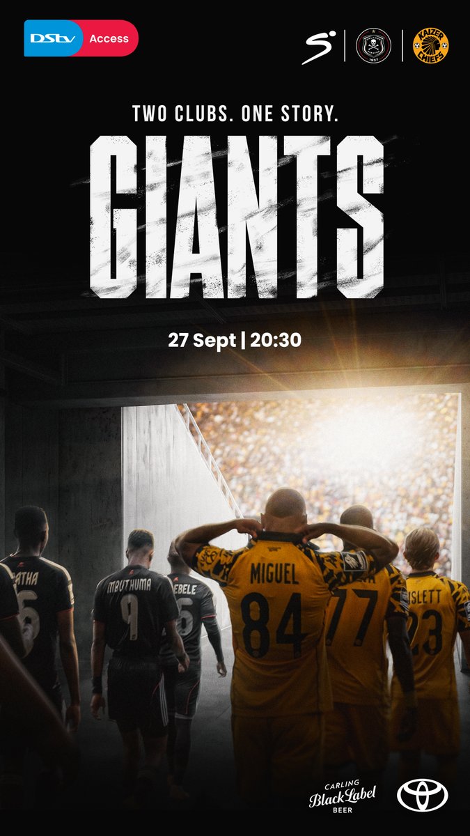 Two clubs. One Story. 𝐆𝐈𝐀𝐍𝐓𝐒 Season 2, only on SuperSport on DStv. 📆 Sunday 27 September 🕣 20:30 (CAT) #GiantsonDStv | #SSDiski