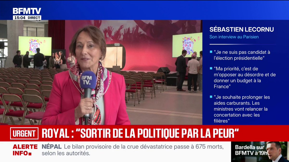 "Les Français n'acceptent plus ce déclin et moi non plus", déclare Ségolène Royal, interrogée sur sa candidature à la primaire socialiste pour la présidentielle