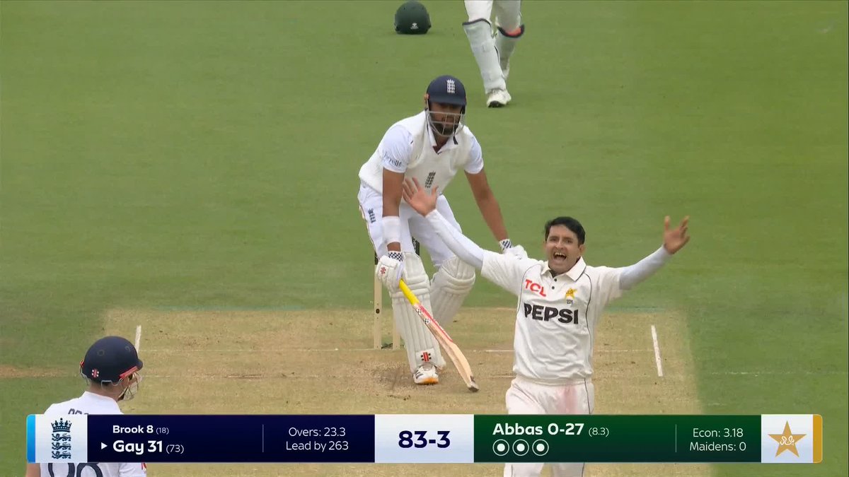 Back in action on Day 3 and Abbas gets the breakthrough to dismiss Emilio Gay. 🏏