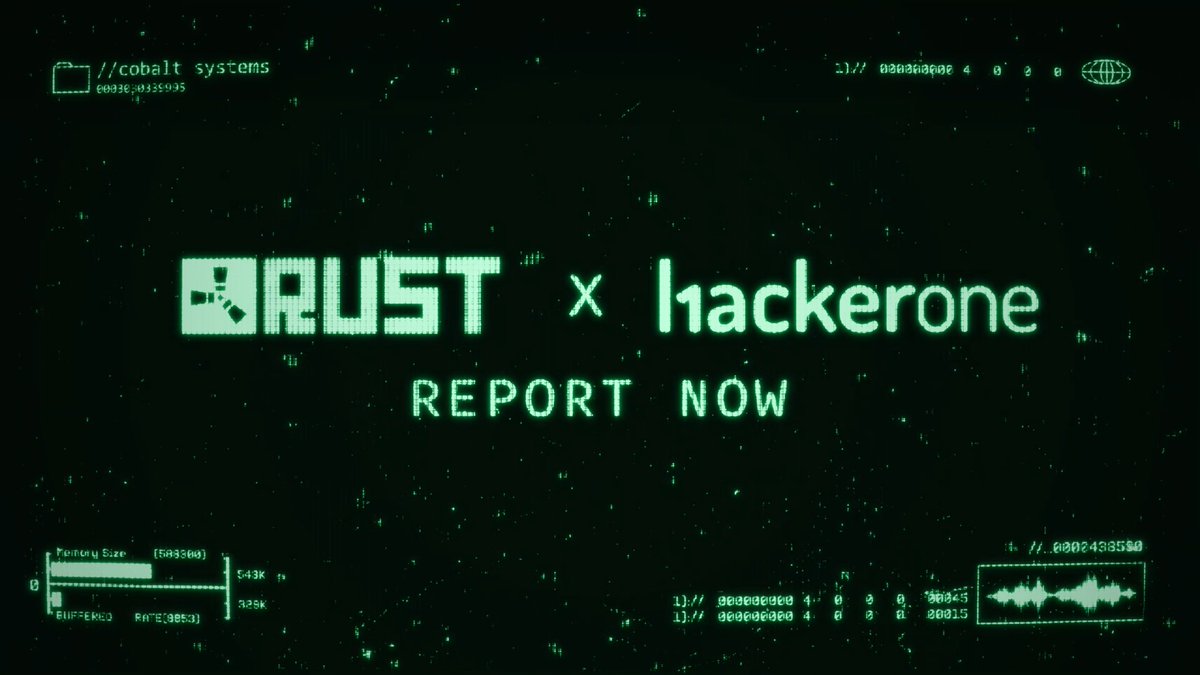 Found a bug or exploit? 🕵️☢️🐛 Earn cash by reporting them with the Rust X Hackerone program! Discover more here: