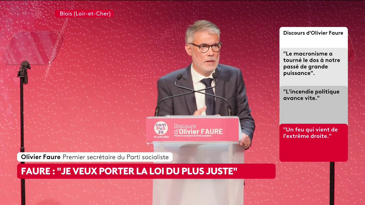 🔴🗣 Le Premier secrétaire du PS, Olivier Faure, veut "porter la loi du plus juste" face au "retour de la loi du plus fort", visant notamment le président américain, Donald Trump. #canal16